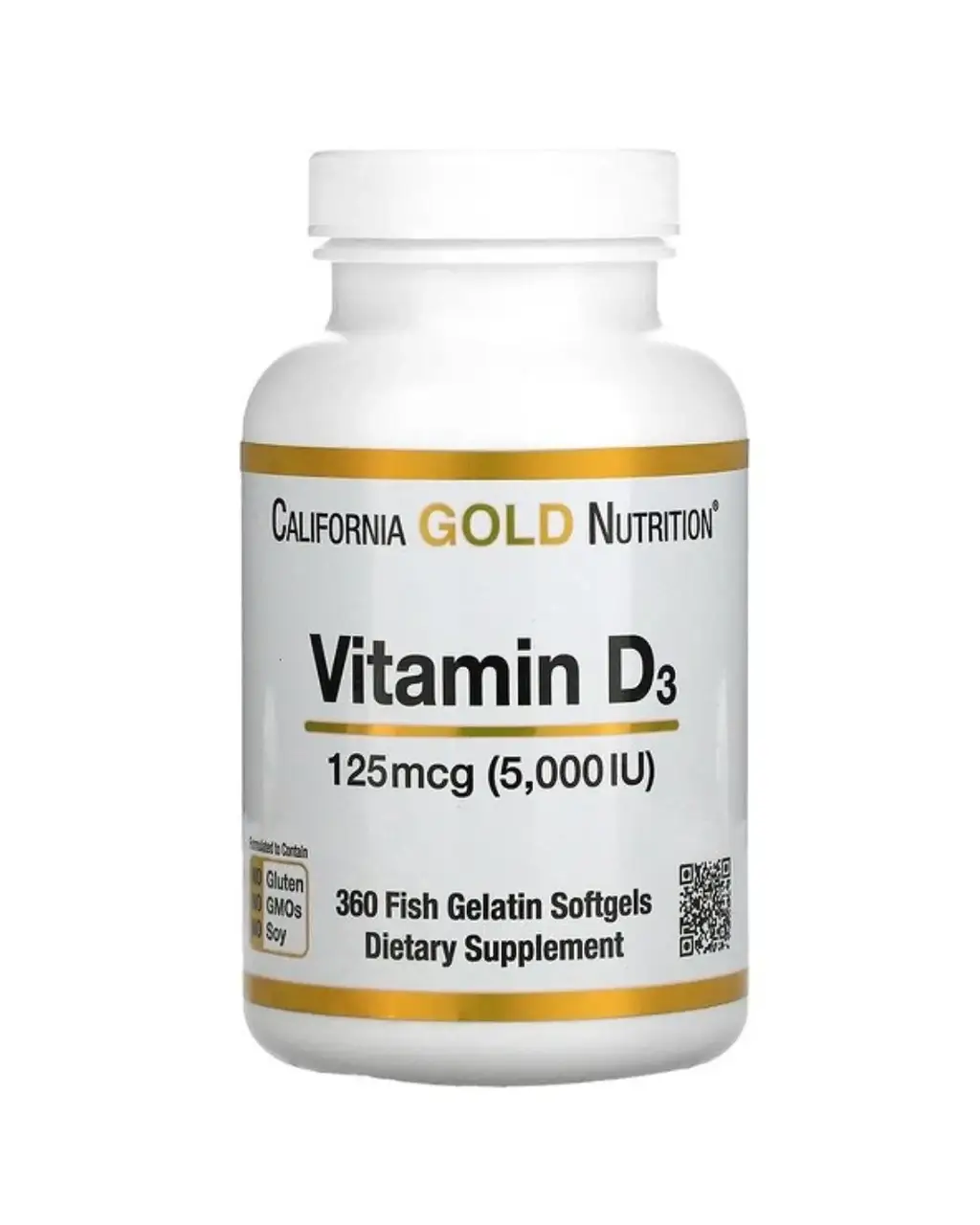 

California Gold Nutrition, витамин D3, 125 мкг (5000 МЕ), 360 капсул из рыбьего желатина