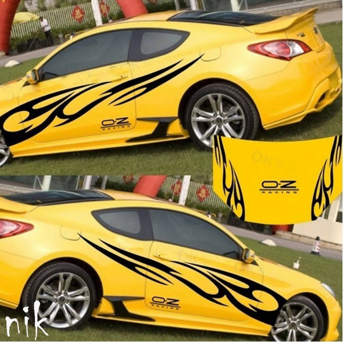 

Комплект из 7 наклеек "Пламя" и "OZ racing" , стайлинг, тюнинг