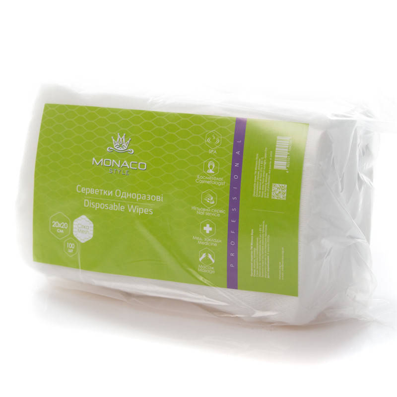 

Салфетки, спанлейс, 20см*20см Сетка (100 шт. сложенные в пластах) ТМ Monaco Style