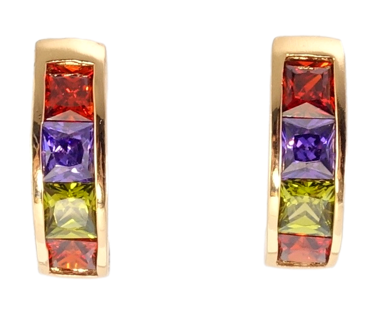 

Серьги Xuping Позолота 18K колечки "Дорожки цветных кристаллов"