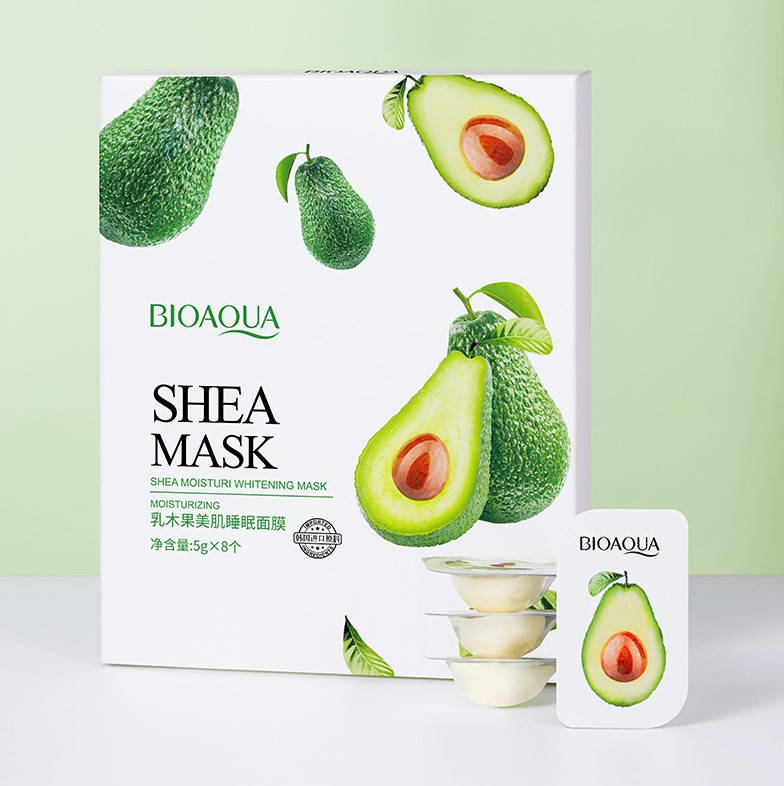 

Набор масок для лица восстанавливающая и сужающая поры с авокадо BIOAQUA Shea Mask (5г*8шт)