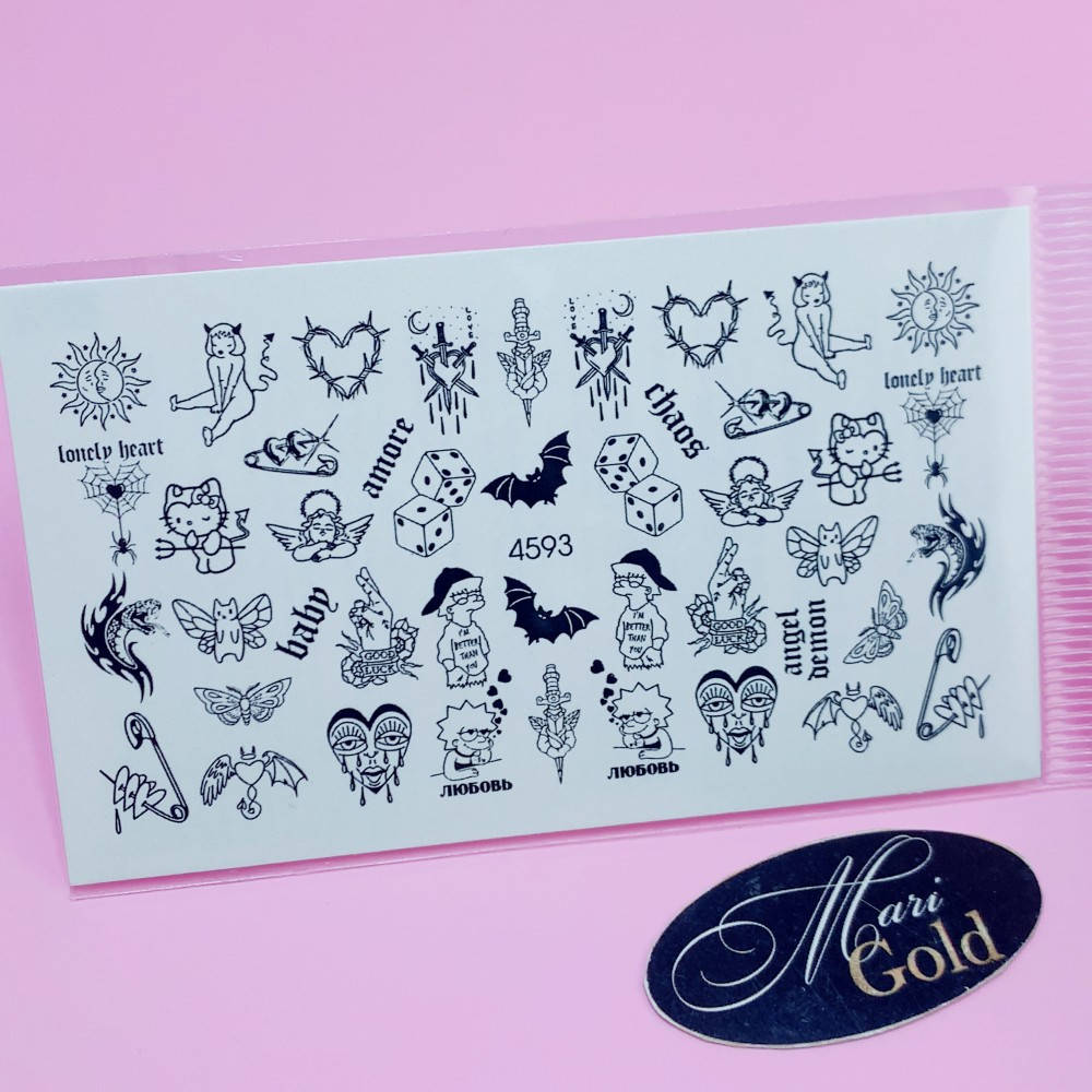 

Набор слайдеров для ногтей - Наклейки водные Слайдер-дизайн для ногтей симпсоны китти, Разные цвета