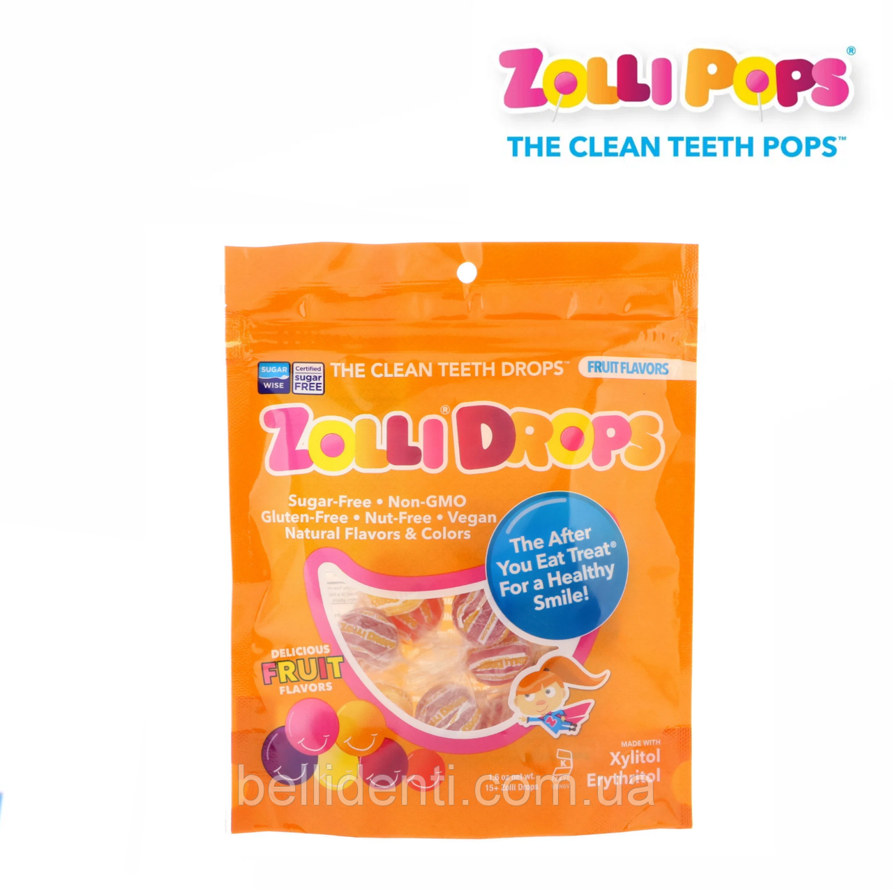 

ZolliPops, леденцы Zolli с ксилитом без палочки (фруктовые вкусы), 1 уп.
