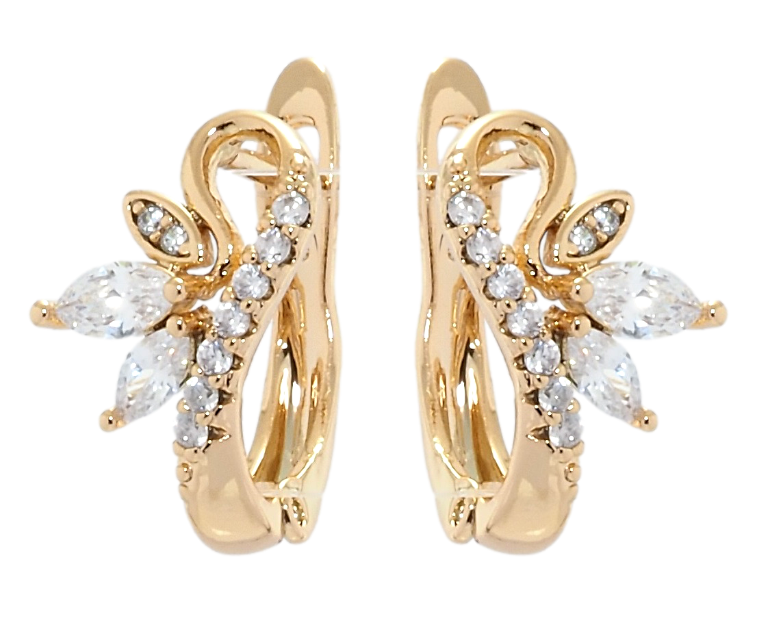 

Серьги Xuping Позолота 18K английский замок "Изящный орнамент с цирконием"