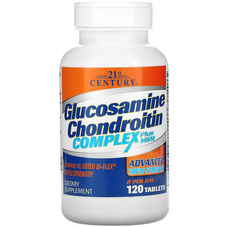 

Глюкозамин, хондроитин и МСМ, 21st Century "Glucosamine ChondroitinComplex Plus MSM" (120 таблеток)