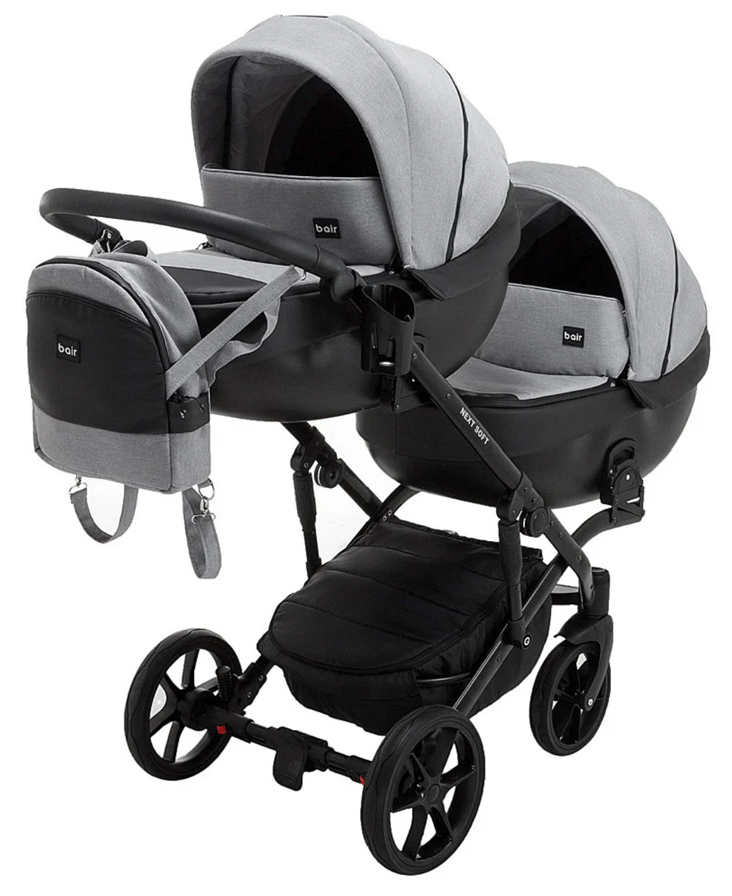 

Дитяча коляска для двійні 2 в 1 Bair Next DUO Soft 10, Серый