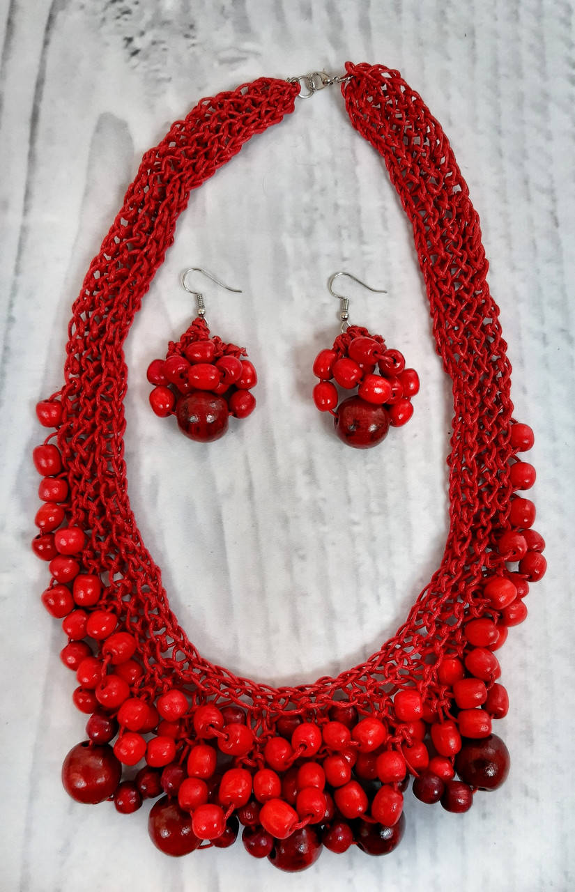 

Набір намисто та сережки Розкіш Бордово-Червоне