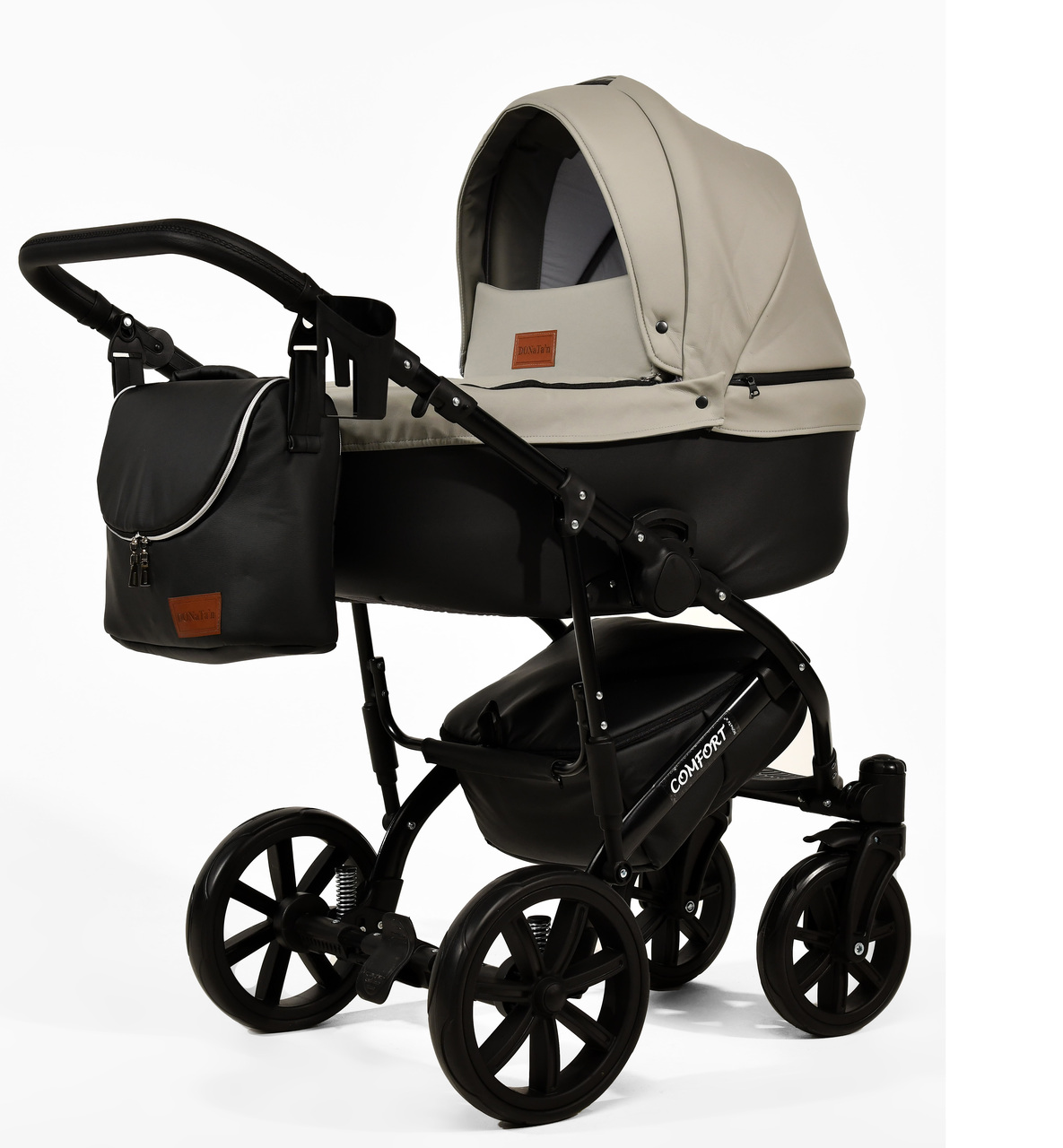 

Детская коляска 2 в 1 Donatan Comfort 7 серая кожа, Серый
