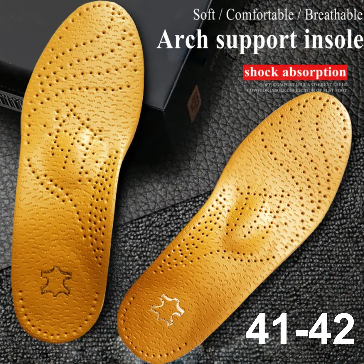 

Кожаные ортопедические стельки для поддержки свода стопы при плоскостопии 41-42 (27,5см)