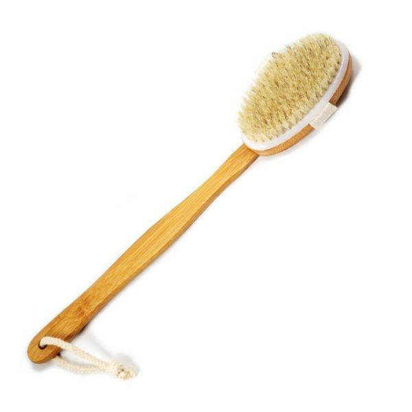 

Бамбуковая массажная щетка для тела ВODY BRUSH с 100% белой щетиной кабана