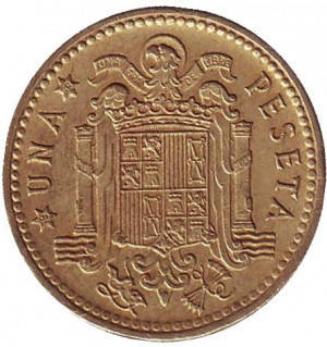 

Монета 1 песета. 1963,66,75 год, Испания.(Г)