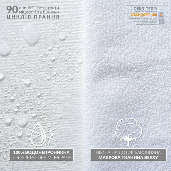 

Наволочка 70х70см водопроницаемая AQUA STOP, махровый трикотаж, Белый