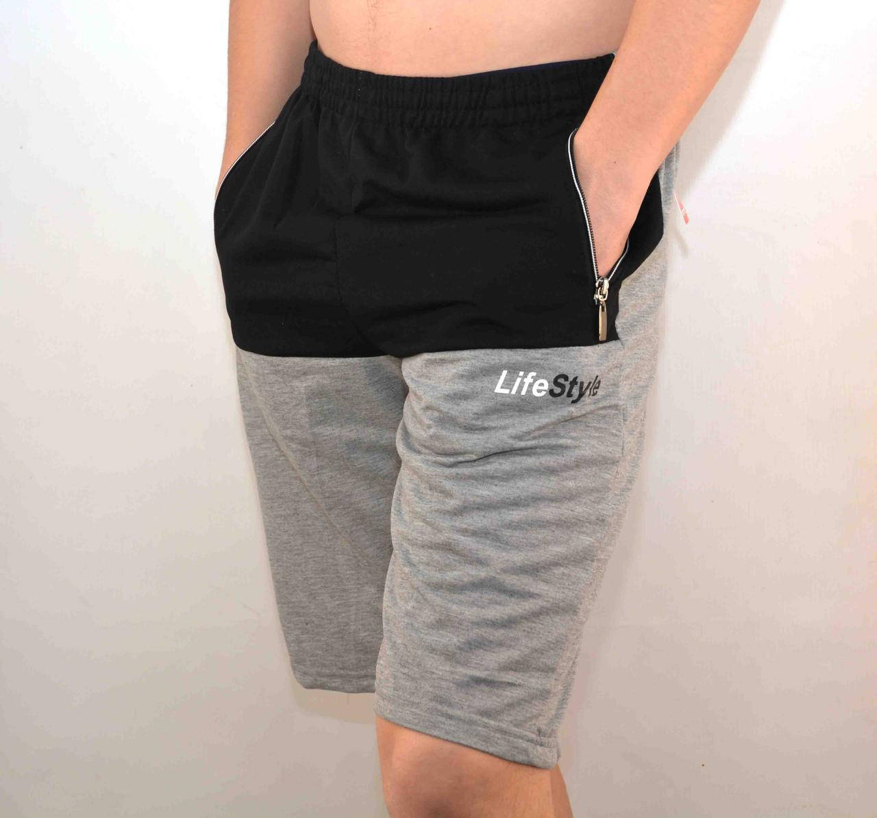 

Шорты мужские трикотажные - Life style черный \ серый, 2XL