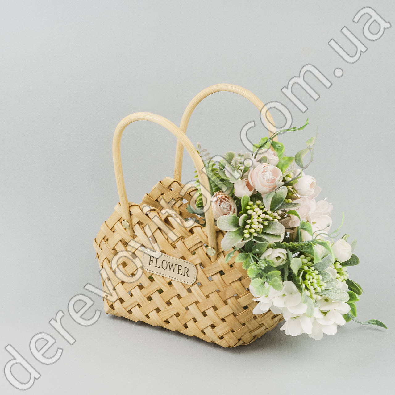 

Корзинка плетеная кашпо для цветов из лыка "Flower", 11.5×23×25 см, цвет натуральный