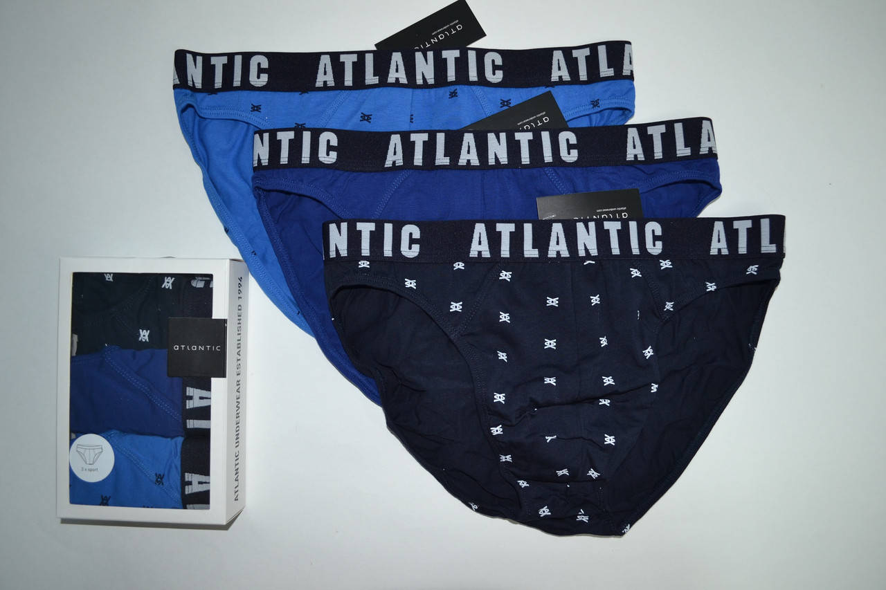 

Мужские трусы слипы чоловічі труси atlantic 3MP-090 набор 3 шт L, Темно-синий
