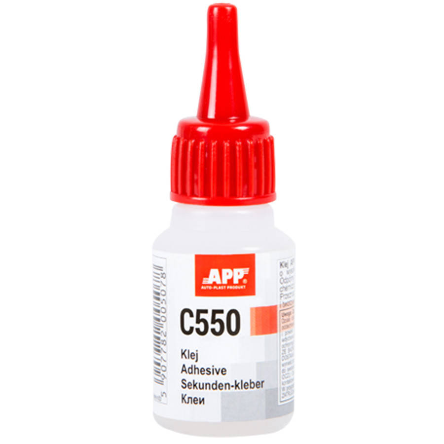 

Клей цианово-акриловый для склеивания резины и пластмассы, C550, APP, 20g, 040507, Бесцветный