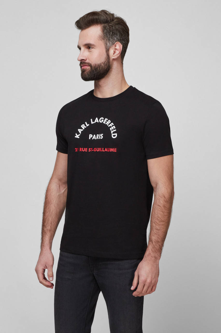 

Мужская футболка Karl Lagerfeld, черная карл лагерфельд L