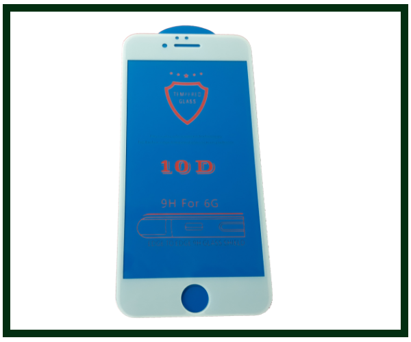 

Защитное стекло дисплея для Apple iPhone 6, iPhone 6S (закаленное стекло) 10D, белое, Белый