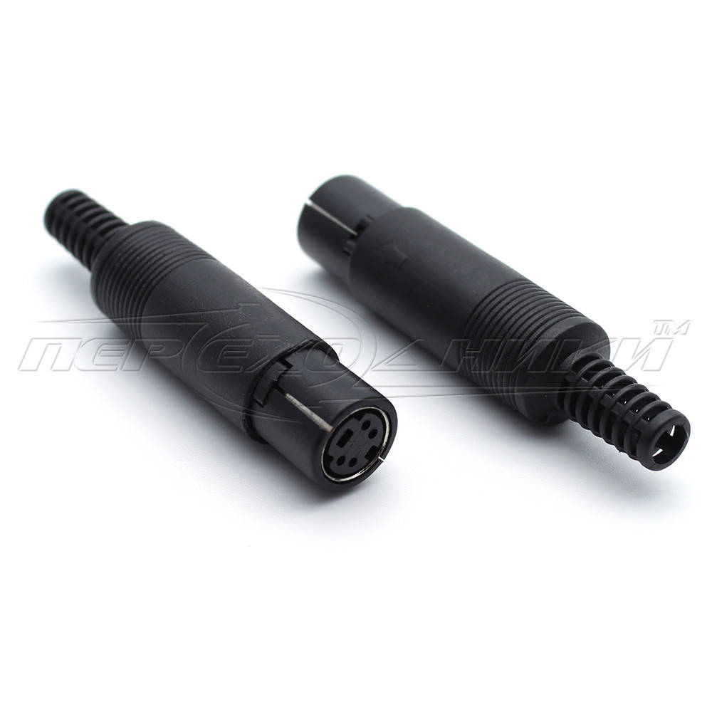 

Разъем гнездо mini DIN 4 pin на кабель (пластик), Черный