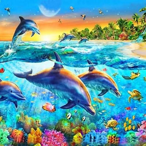 

Алмазная вышивка. Картина на подрамнике "Дельфины", 30х30см (МЕ25122)