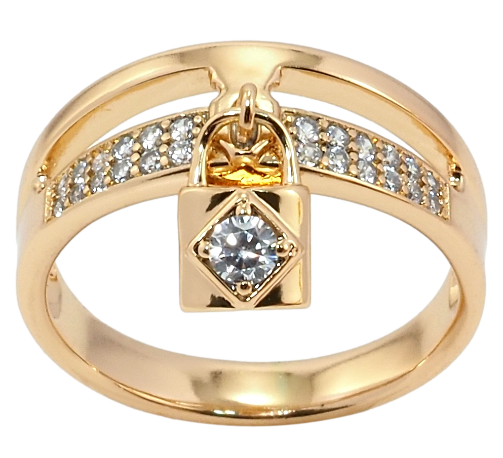 

Кольцо Xuping Позолота 18K "Замочек с цирконием" р.17,17.5,18,18.5,19.5,20
