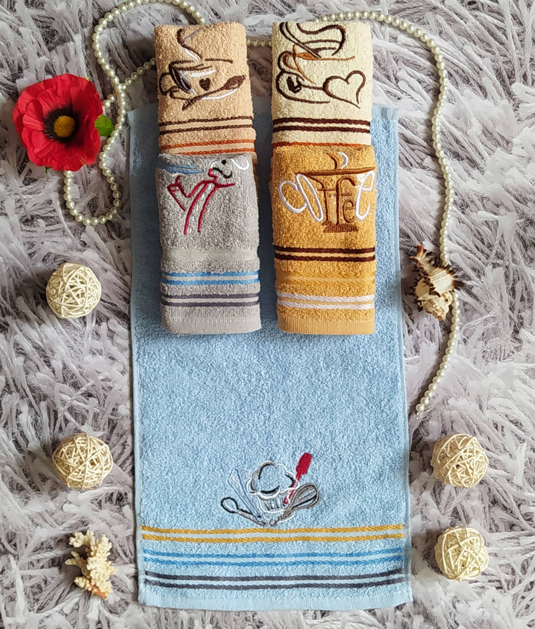 

Полотенце кухонное размер 50х25 см махра Koloco П 410-38, Разные цвета