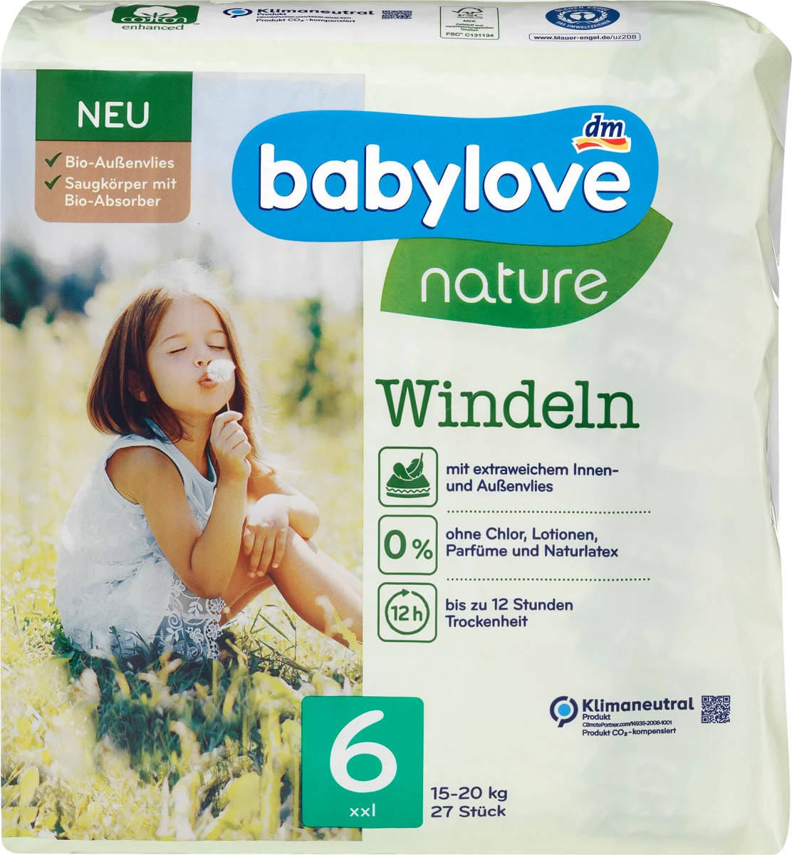 

Подгузники Babylove nature 6 (15-20кг) 27шт, Белый