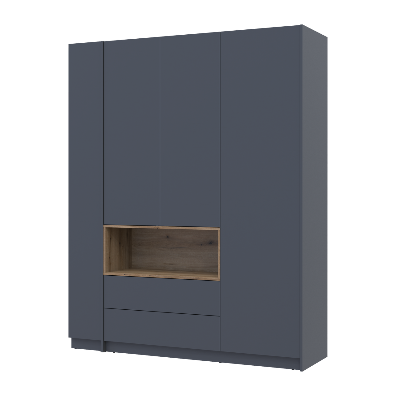 Шафа для одягу з нішею та етажеркою Doros Дейл Графіт/Дуб Евок 3 ДСП 178х52х220 (44900337)