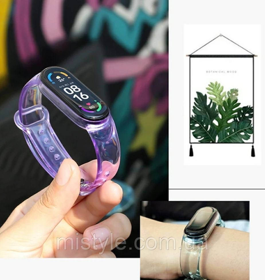 

Браслет силиконовый mi smart band 5 mi smart band 6 меняющий цвет