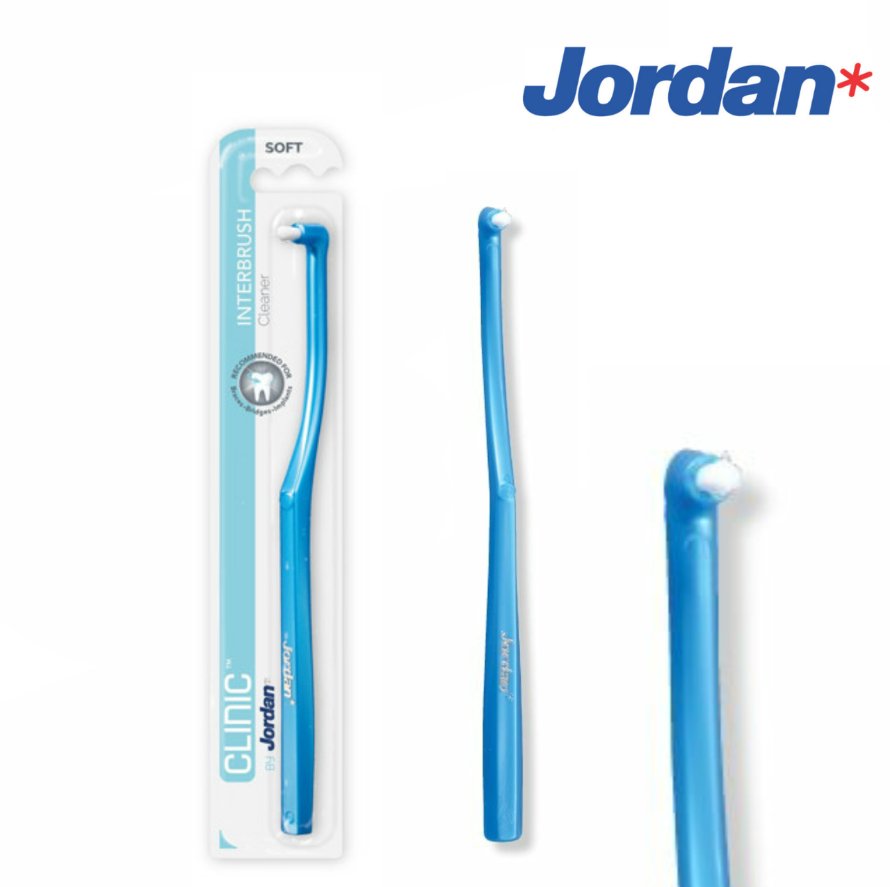 

Монопучковая зубная щетка Jordan Interbrush (голубая) для брекетов, мостов и коронок