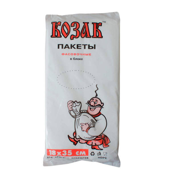 

Пакет п/э фасовка 18х35(от700шт)400г 5мкм Козак