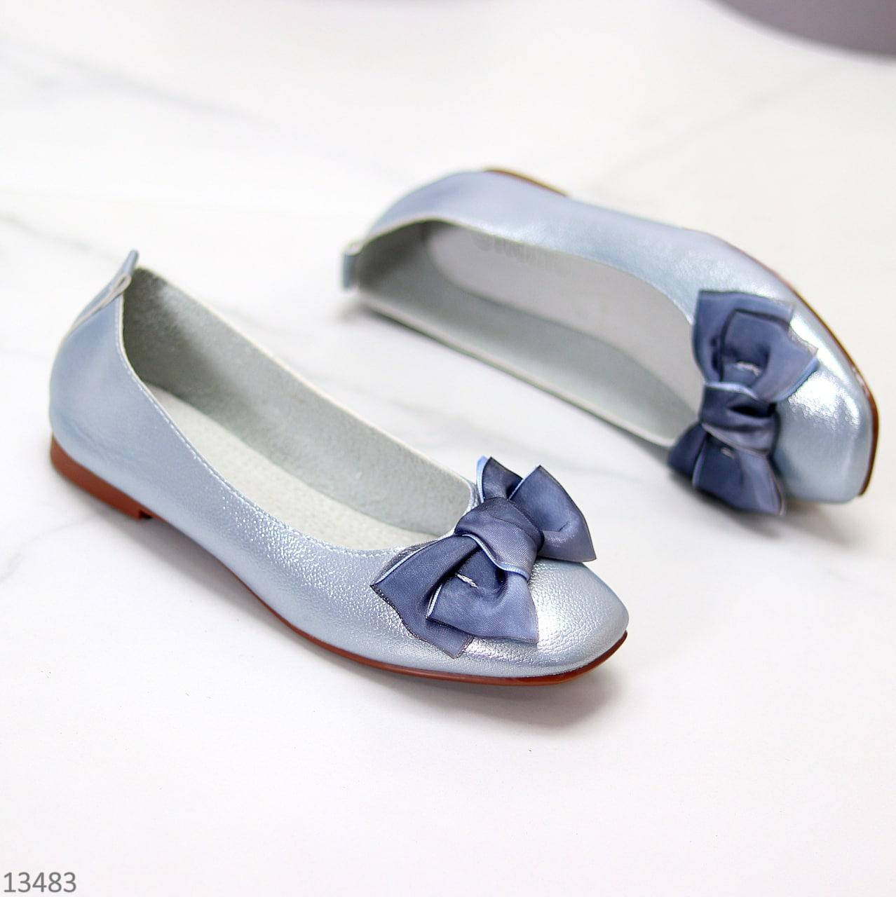 

Балетки женские натуральная пресс кожа цвет-голубой перламутр 36р