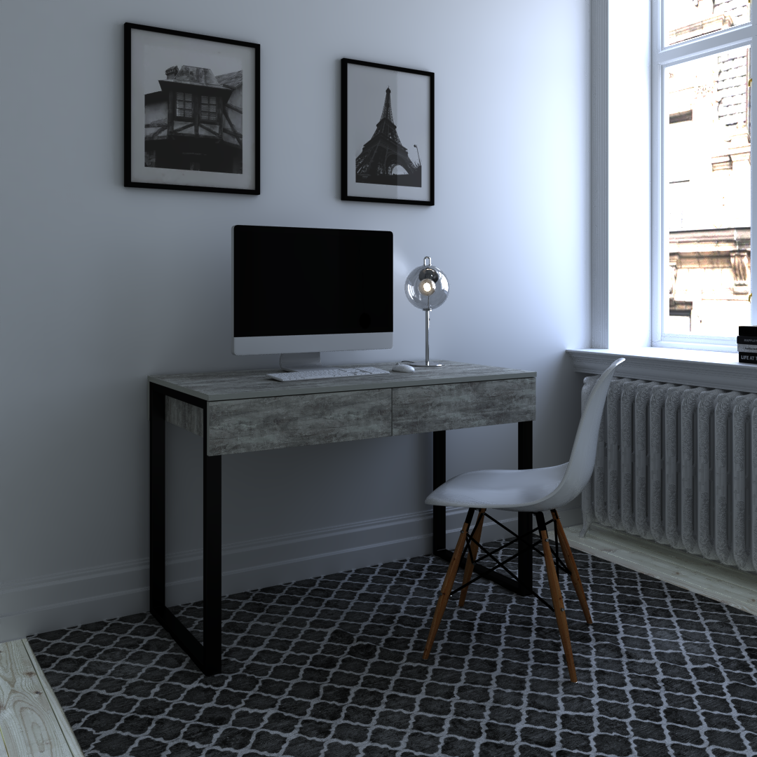 

Компьютерный стол, письменный стол с двумя выдвижными ящиками Loft FHX-2 Бетон