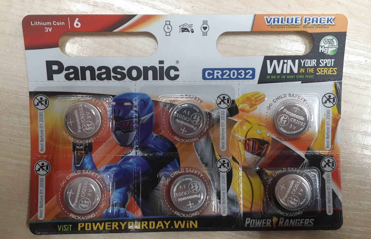 

Дисковая батарейка PANASONIC Lithium Cell 3V CR2032 (6шт)