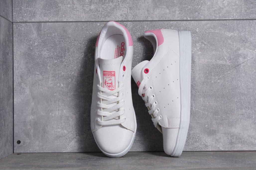 

Кроссовки женские Adidas Stan Smith pink and white Адидас стан смит белые с розовым, Белый