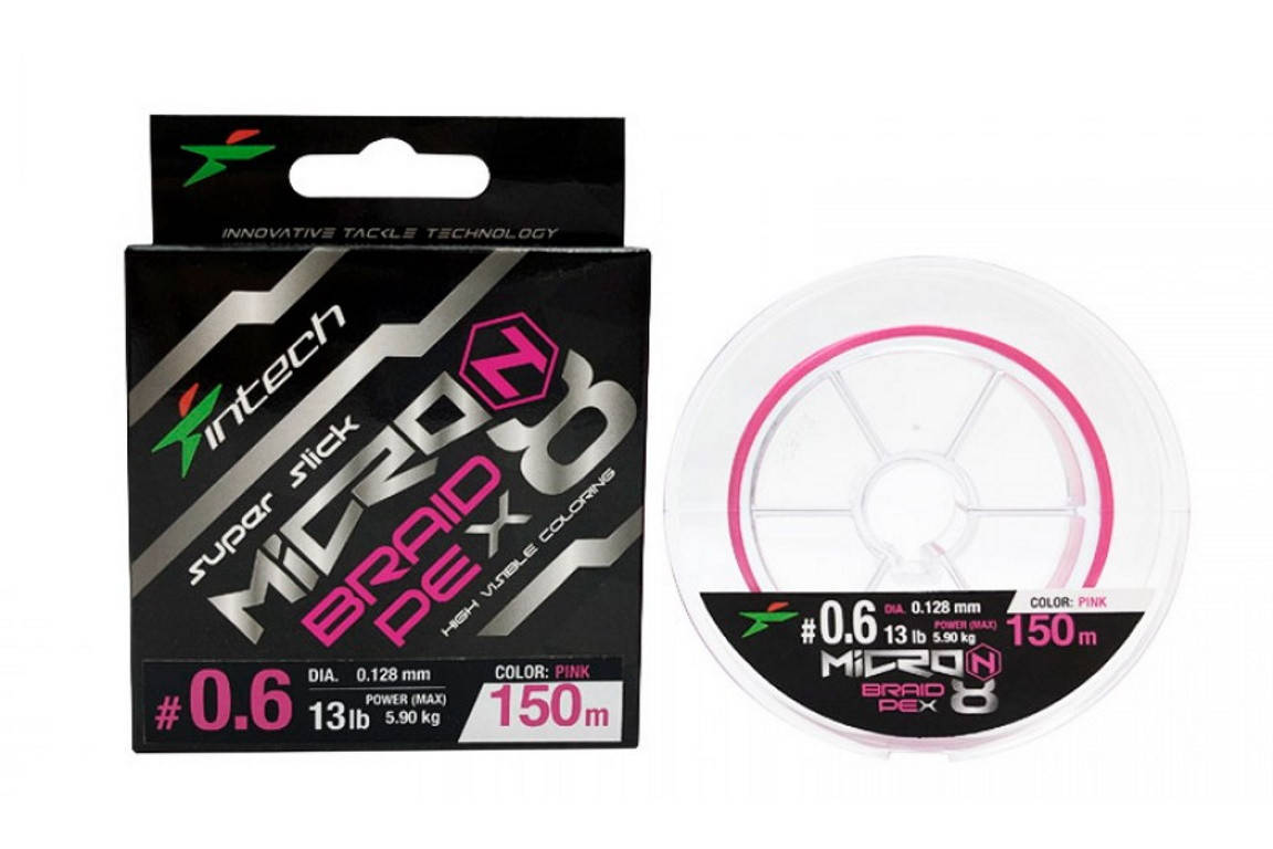 

Шнур Intech MicroN PE X8 150м #0.5/0.117мм 11lb/5.0кг, Розовый