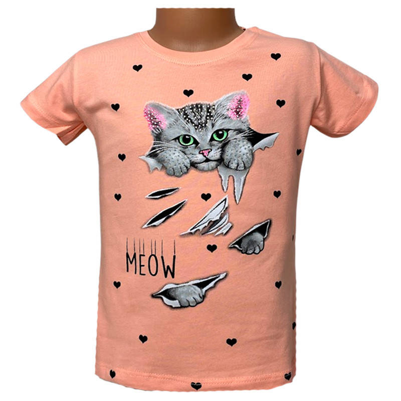 

Футболка для девочки 104-122(4-7лет) арт.3483, 3 цвета, Персиковый