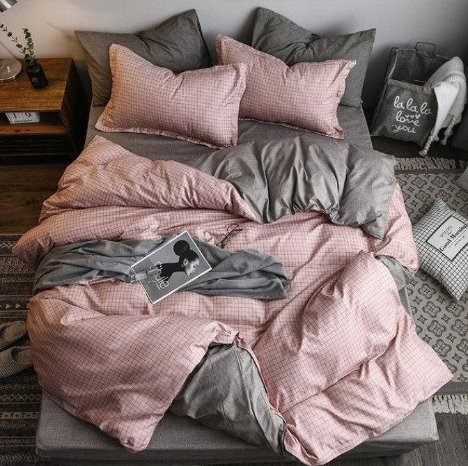 

Комплект постельного белья Бязь Lite Style на серо-розовом фоне, Разные цвета