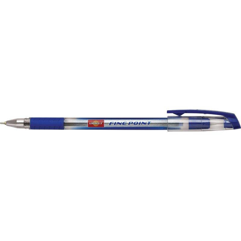 

Ручка шариковая с гриппом Fine Point UX-110-02, прозрачная синяя