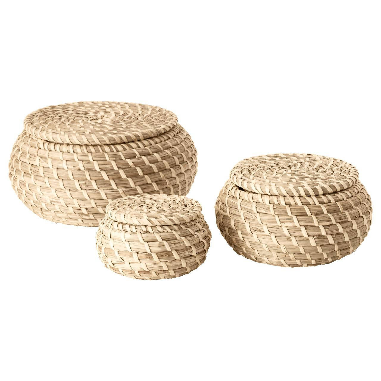 

IKEA FRYKEN (803.281.45) Коробка с крышкой, 3 шт., Трава морской травы