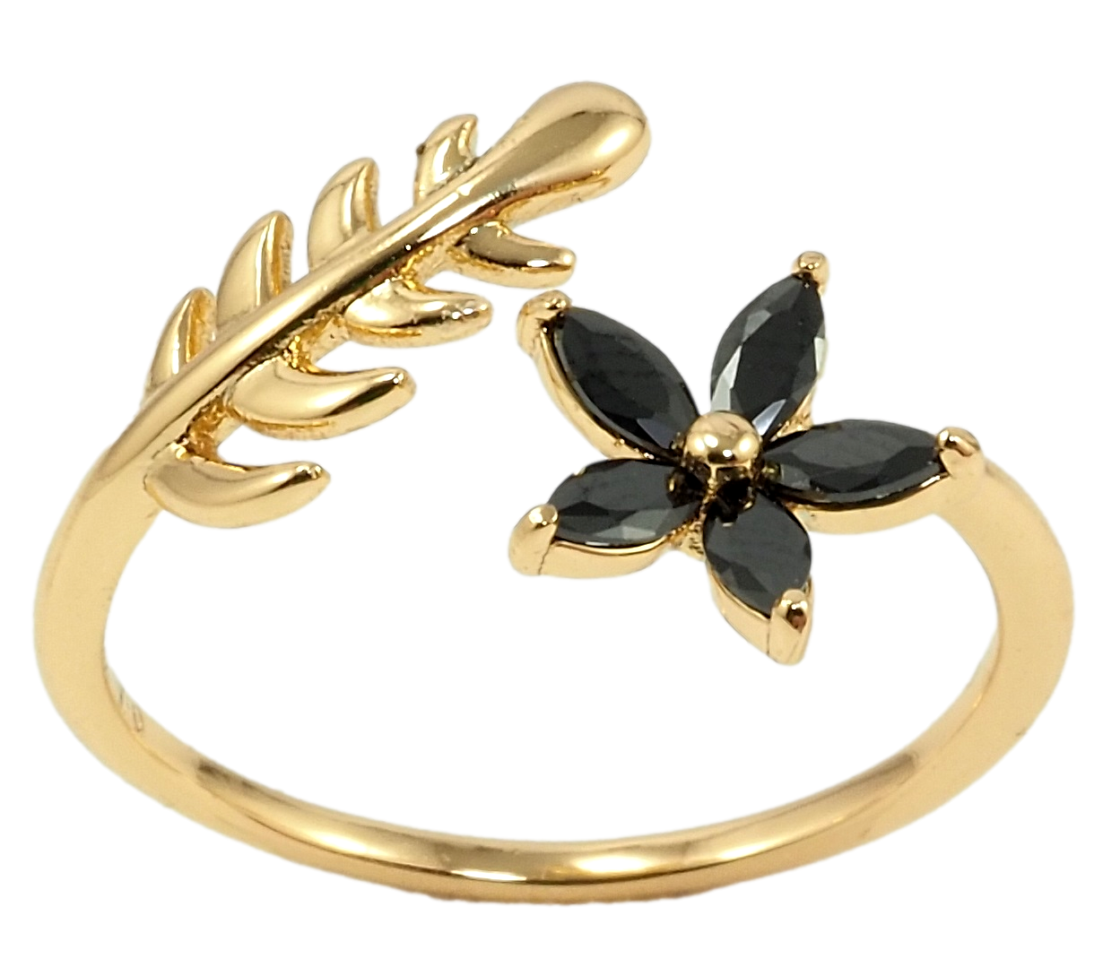 

Кольцо Xuping Позолота 18K "Цветочек из черных фианитов" р.16-17