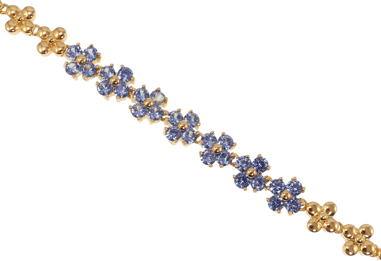 

Браслет Xuping Позолота 18K "Цветочки синие фианиты" длина с доп.замком 17.5,20см х 7мм