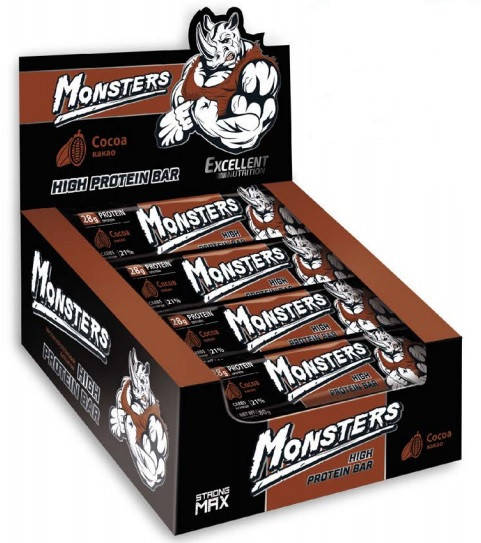 

Батончик протеїновий з какао Monsters 80 гр 20 шт/уп 200 шт/ящ