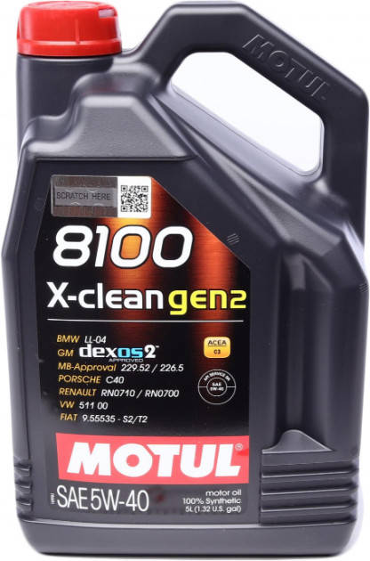 

Моторное масло Motul 8100 X-Clean GEN2 5W-40 5 л.