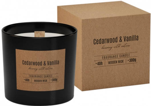 

Ароматическая свеча в стекле BISPOL с деревянным фитилем CEDARWOOD VANILLA