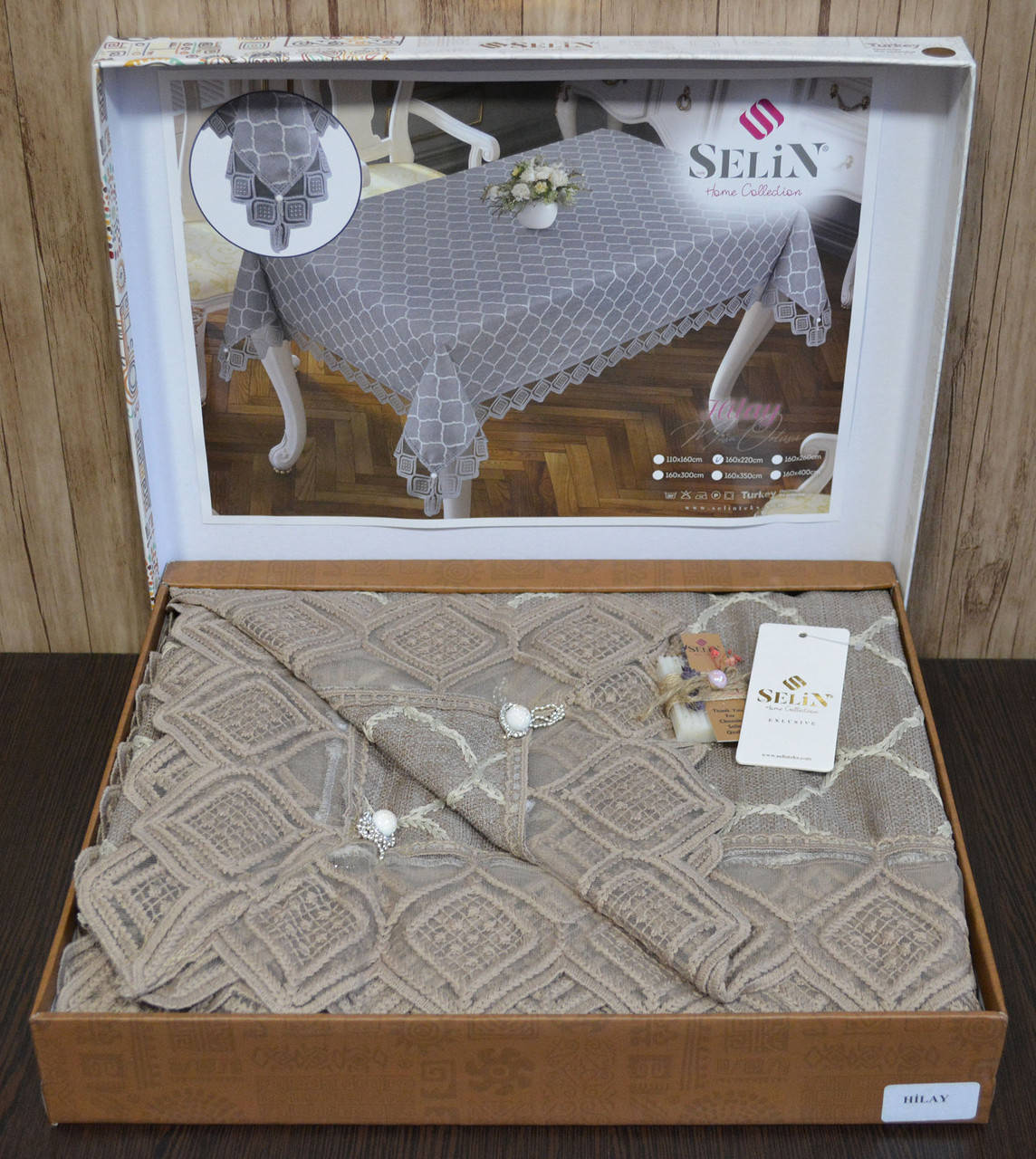 

Льняная скатерть Selin Hilay 160×220 Бежевый