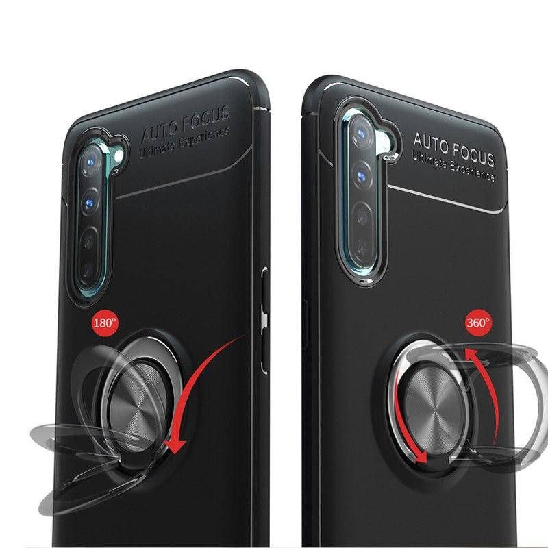 

Противоударный матовый чехол для Realme 6 Черный кольцо магнит