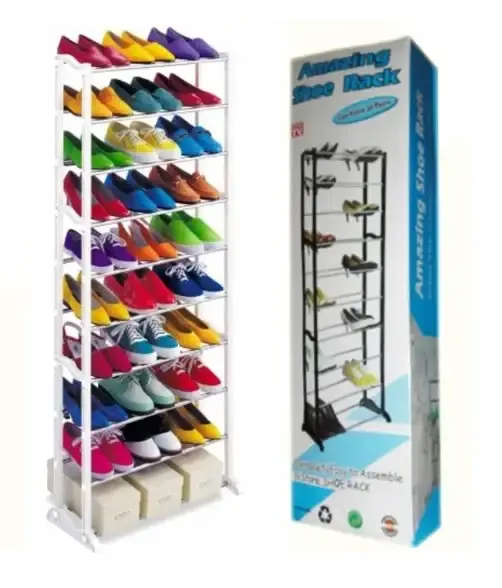 

Стеллаж для обуви на 30 пар Amazing Shoe Rack полка для обуви складной органайзер, Черный