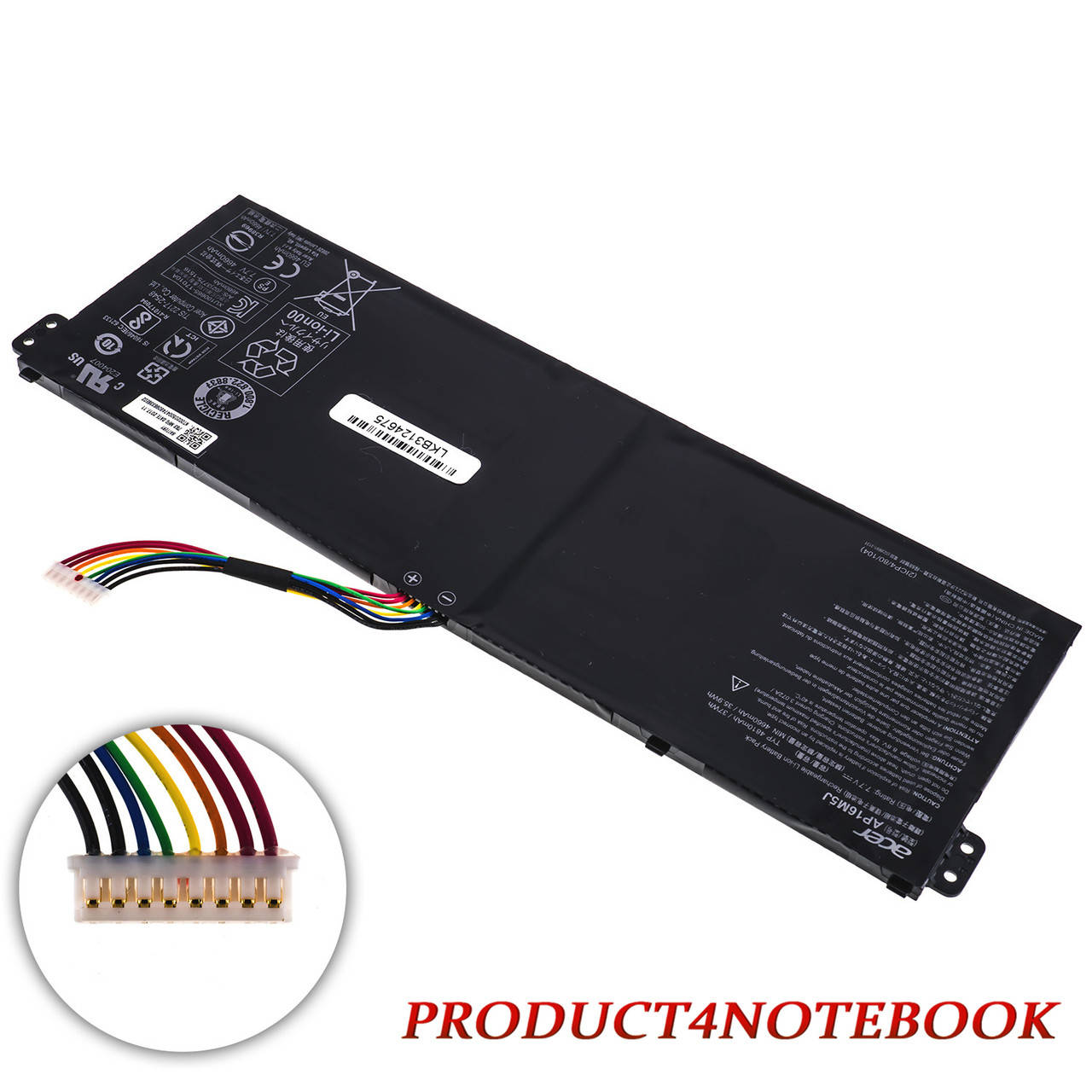 

Оригинальная батарея для ноутбука ACER AP16M5J (Aspire ES1-523, ES1-532G, ES1-533, ES1-732) 7.7V 4810mAh 37Wh, Черный