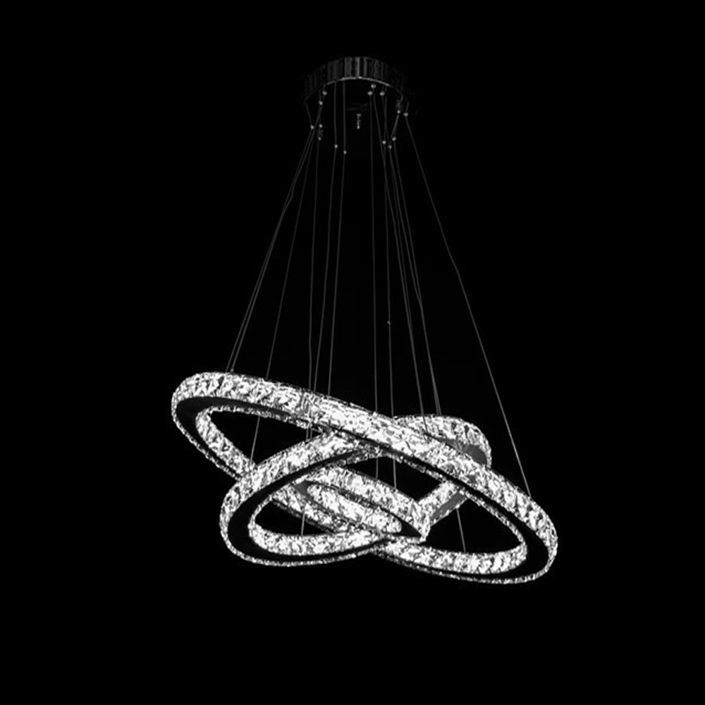 

Хрустальная подвесная светодиодная люстра "Кольца Сатурна" 70 Вт с пультом и диммером LS-8312W/650+400+200